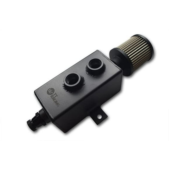 1L AN10 Aluminum Alloy Oil Catch Can Tank w/Breather Filter Drain Tap Baffled Black 1L_OT_BK