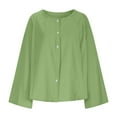 thumbnail image 5 of Womens Blouses Casual Long Sleeve Neck Long Sleeve Cotton Aline Loose Button Tunic Summer Blouse, 5 of 5