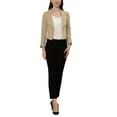 thumbnail image 2 of DARING DIVA Women's Notched Lapel Ruched Sleeve Crop Blazer XS Khaki, 2 of 6