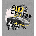 thumbnail image 2 of City Drifter Race Car With Flag And Clock Tower Adult Heather Gray Crew Neck Short Sleeve Tee-Medium, 2 of 2
