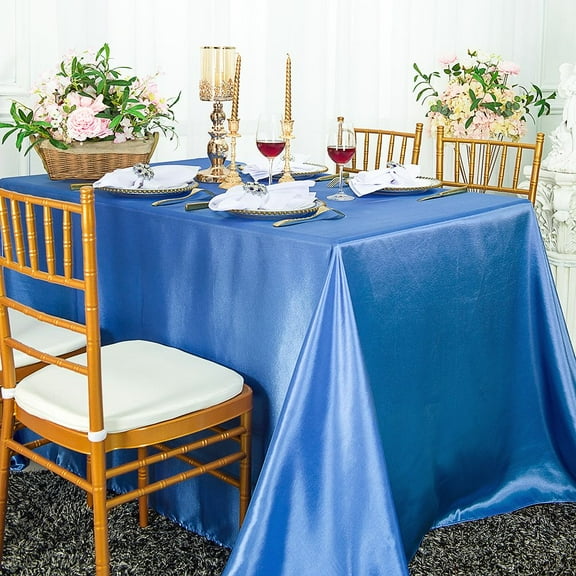 Wedding Linens Inc. 90" x 132" Satin Seamless Rectangular Table Cover Linen Tablecloth - Periwinkle / Cornflower