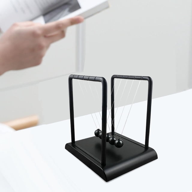 Newtons Cradle Balance Bolas Decoración con soporte negro Gadget Bolas oscilantes 5 Bolas de para clase de física Aula de aprendizaje para Macarena Bola de equilibrio de cuna