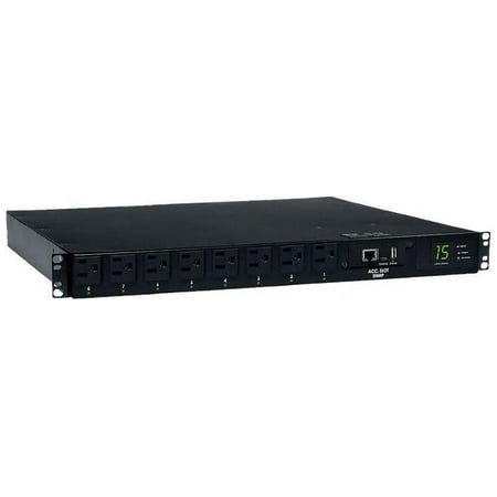 Tripp Lite Switched PDU with ATS, 1.4kW Single-Phase 120V (8 5-15R), 2 5-15P, 100 - 127V Input, 2 12 ft. Cords, 1U Rack-Mount, TAA (PDUMH15ATNET)