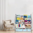 thumbnail image 6 of aboxoo Metal Kids Grey Bookshelf Large Freestanding for Children Room 32 in Toy Organizer Large Stable Bookcase Bookstore Library Book Unit Storage Kids Bed Living Room, 6 of 8