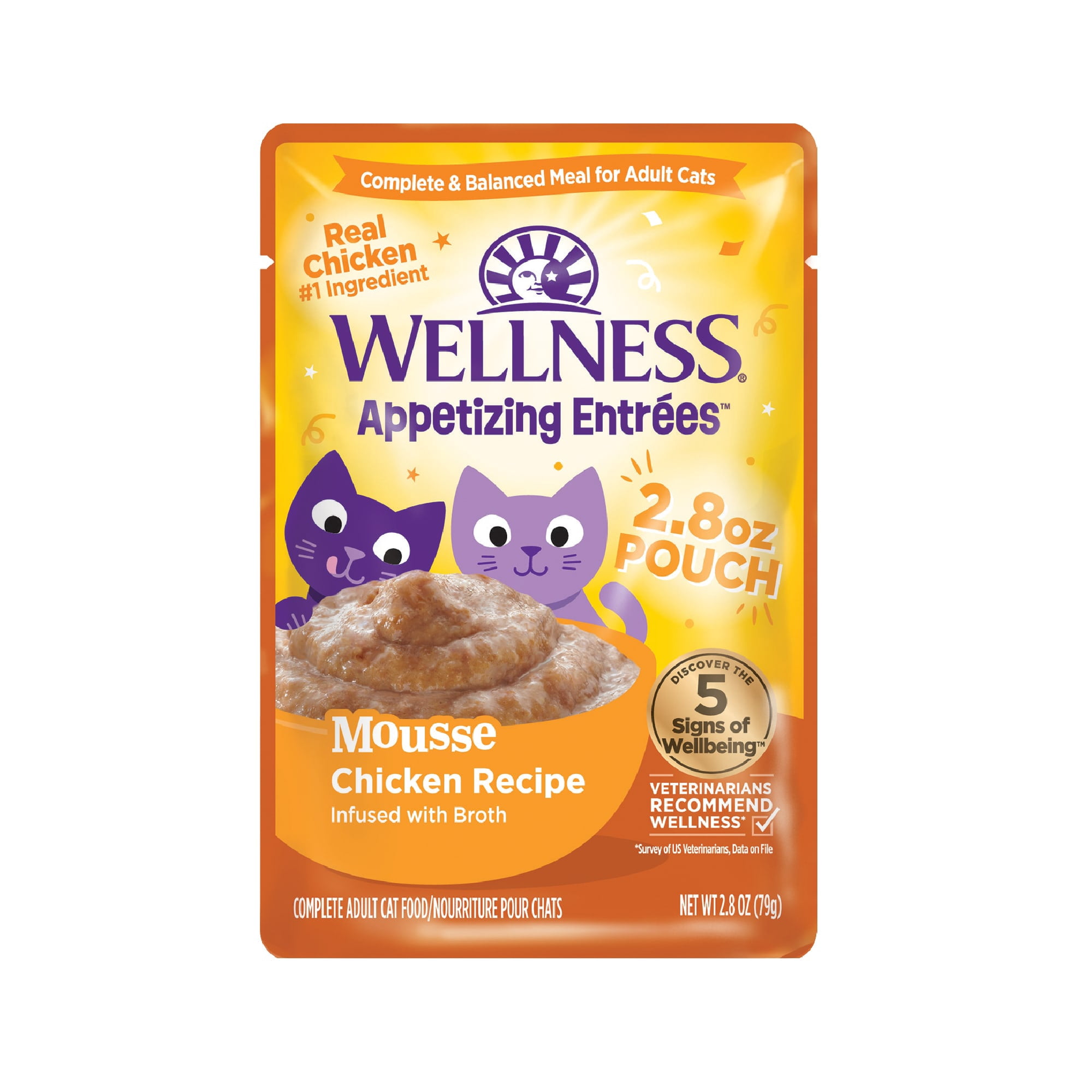 Wellness Appetizing Entrees Mousse Chicken Recipe Wet Cat Food, 2.8 oz., Case of 8