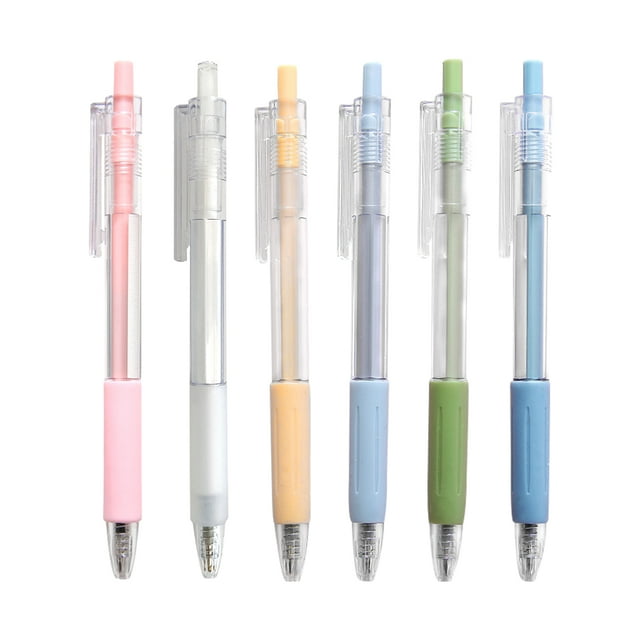6pcs Refillable & Retractable Gel Ink Pens 0.5mm Black Ink Gel Pen for Office School