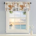 thumbnail image 2 of Kitchen Valances for Window, Marine Sea Turtle Starfish Shell Light Filtering Rod Pocket Valance Curtain, Sailboat Shell on Vintage Newspaper Short Curtains Window Topper for Bedroom 42x12in, 2 of 9