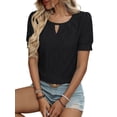 thumbnail image 2 of Blusas Casuales de Verano para Mujer, con Bordados Huecos, de Corta, Color Negro, Talla XXL., 2 of 10