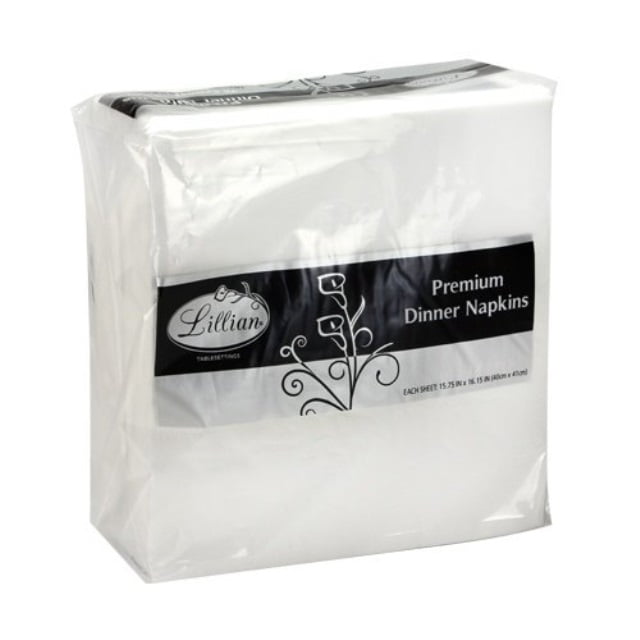 Lillian Tablesettings Premium White Napkins, Large Dinner Napkin, 3 Ply