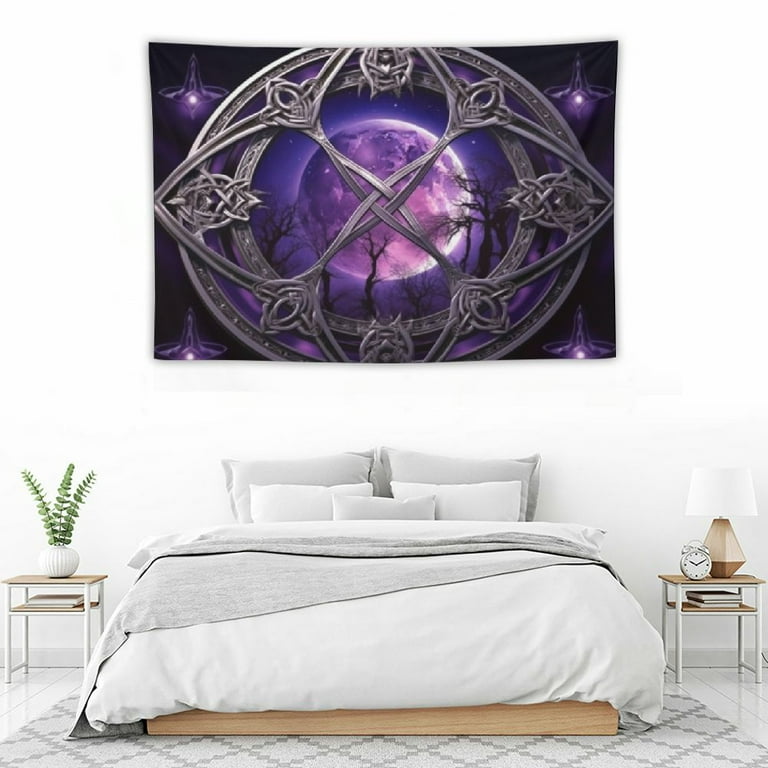 Fenyluxe Aesthetic Tapestry Purple Wicca Wiccan Star Pentagram Pentacle Tapestry For Bedroom Throws Table Cloth Bedding Oversized Indie Wall Tapestry Hanging Living Room Dorm Decor 60x40 In Walmart ...