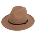 thumbnail image 4 of Huyghdfb Unisex Woolen Felt Panama Hats Wide Brim Solid Color Fedora Cowboy Hats, 4 of 8