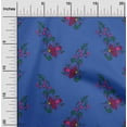 thumbnail image 1 of oneOone Georgette Viscose Medium Blue Fabric Leaves & Floral Block Fabric For Sewing Printed Craft Fabric By The Yard 42 Inch Wide, 1 of 4