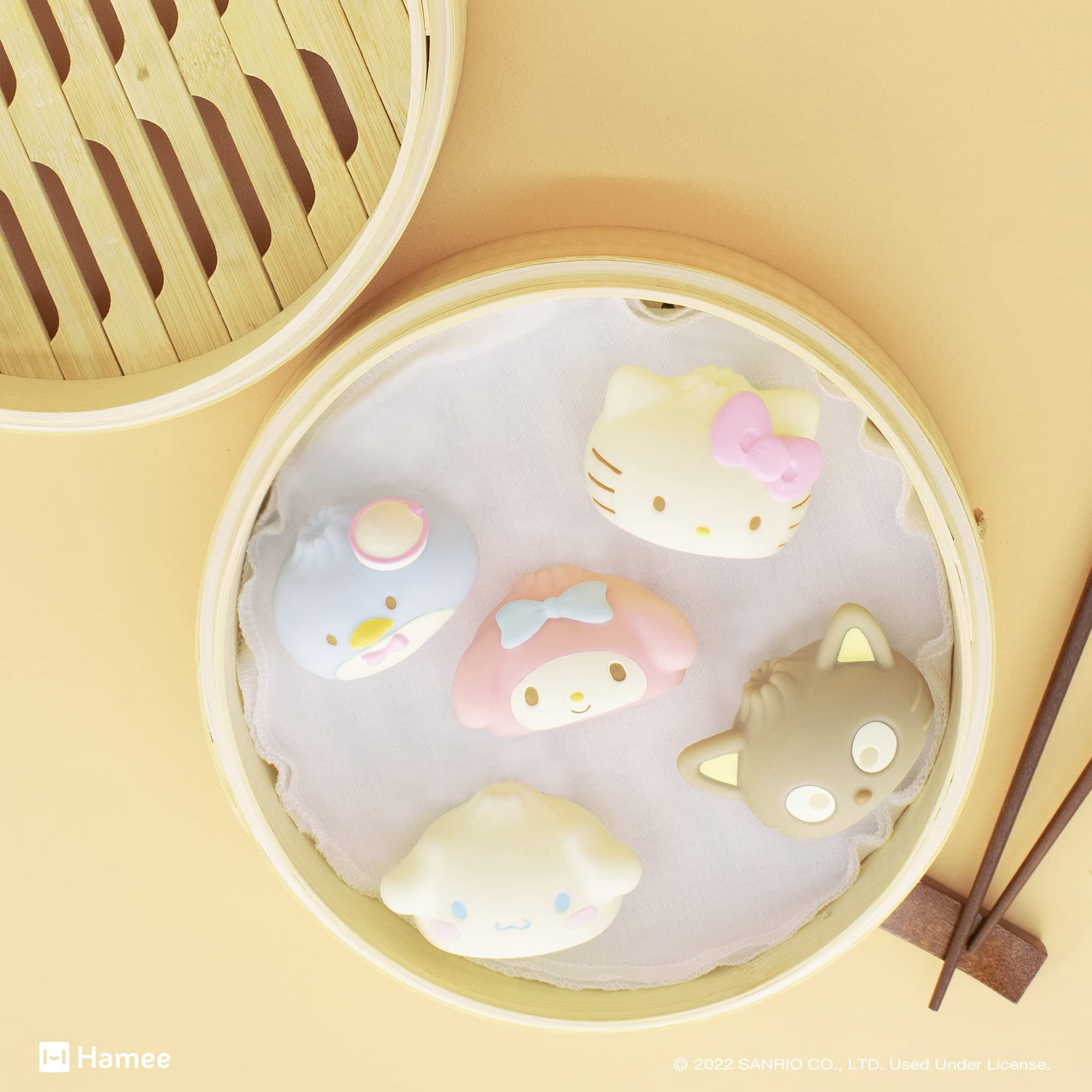 Hamee Sanrio Hello Kitty and Friends Cute Water Filled Surprise Capsule Squishy Toy [Steamed Bun] [Birthday Gift Bag, Party Favor, Gift Basket Filler, Stress Relief] – 5 Pc. (All 5 Styles)