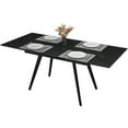 thumbnail image 4 of Kithkasa 71"W x 31"D Rectangle Extentable Dining Kitchen Table,Metal Legged,6 Persons,Faux Marble Black, 4 of 7