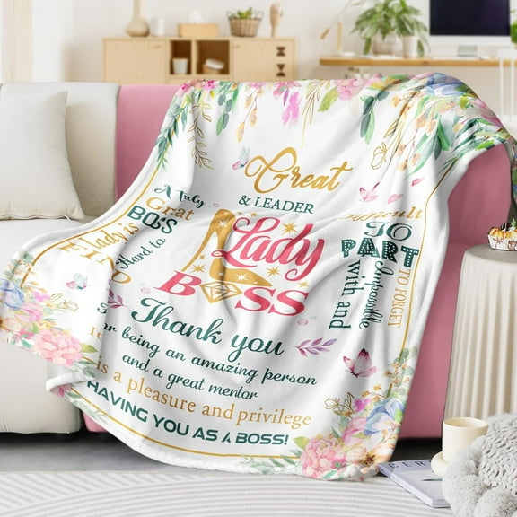 Boss Gifts for Women, Bosses Day Gifts for Her, Best Boss Gifts for Female, Boss Lady Appreciation Gifts Throw Blanket 60 L X50 W, Christmas Birthday Office Decor Gifts for Boss Lady