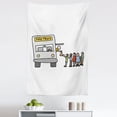 thumbnail image 1 of Trucks Tapestry, Customers Waiting in Line Food Vehicle Simplistic Illustration Print, Fabric Wall Hanging Decor for Bedroom Living Room Dorm, 5 Sizes, Pale Grey and Multicolor, by Ambesonne, 1 of 1