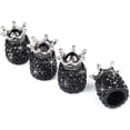 thumbnail image 1 of Crystal Tire Valve Caps, 4 Pack Handmade Universal Crown Crystal Rhinestone Tire Caps, Attractive Dustproof Accessorieforcar（Black）, 1 of 3