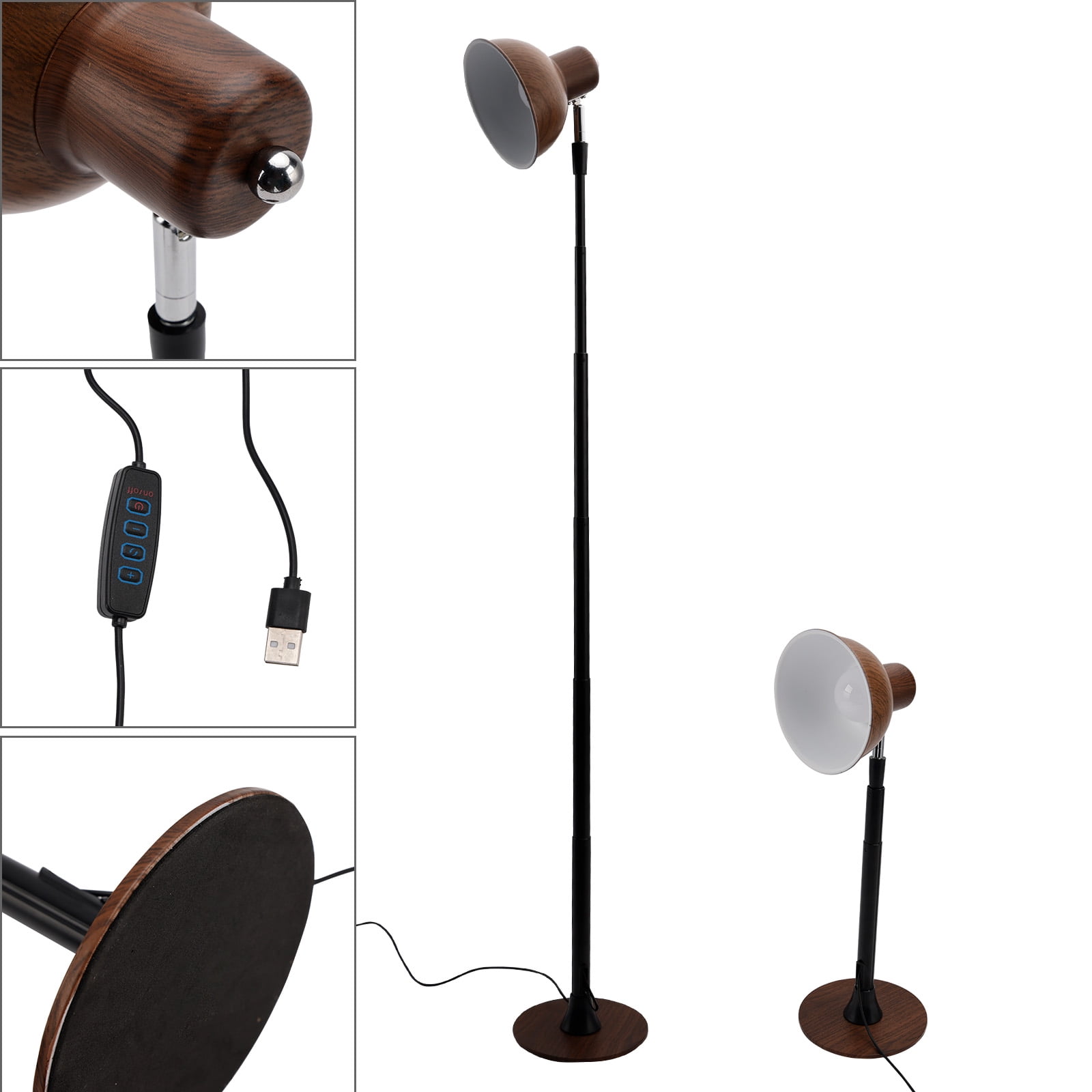 3-Color Dimmable LED Floor Lamp, Adjustable Standing Light for Living Room, Black Finish(Walnut)