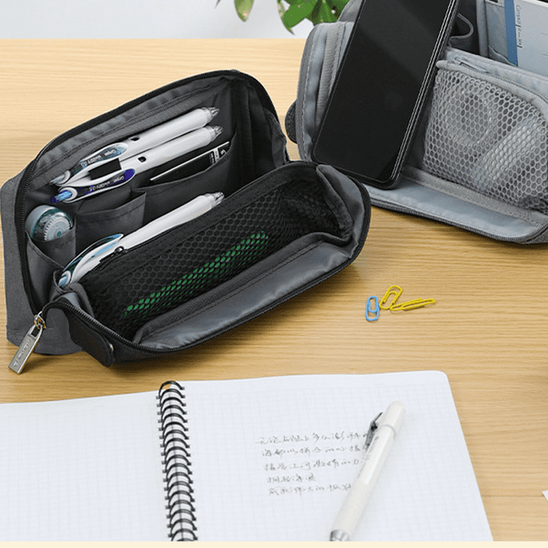 Fountain Pen Case Gray, Waterproof Canvas Pen Holder Display Pouch