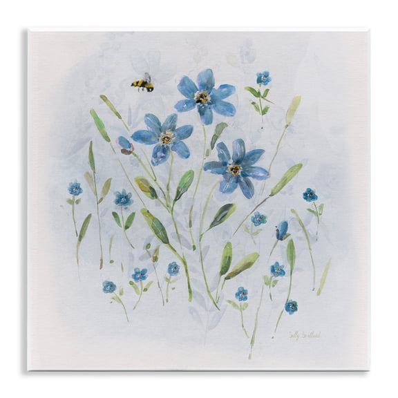 Stupell Industries Cottage Bee & Flowers Plants & Flowers Painting Unframed Art Print Wall Art, 12 x 12