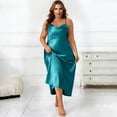 thumbnail image 2 of LWavelet Women's Plus Size Satin Slip Dress Spaghetti Strap V-Neck Elegant Nightgown Maxi Dress Turquoise 5XL, 2 of 5