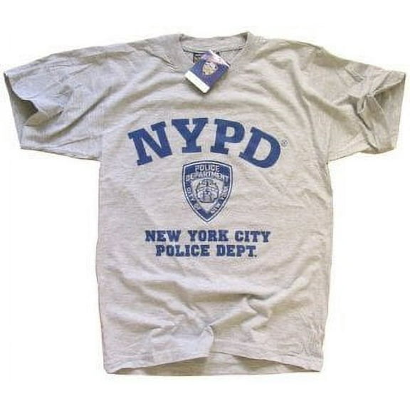NYPD Men Short Sleeve Tee Heather Gray/Blue, Large