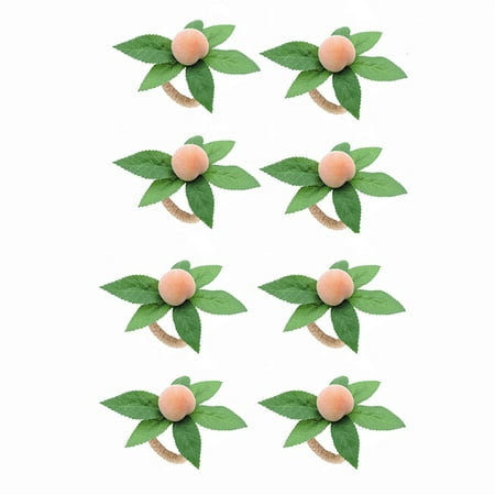 

Tycncty 8PCS Simulation Peach Plant Napkin Ring Fruit Meal Buckle Hotel Model Room Napkin Ring for Dinner Table Wedding Decor