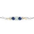 thumbnail image 2 of 925 Sterling Silver and 10K Yellow Gold Aquamarine Blue Created Sapphire and White Lab Grown Diamond Tennis Bracelet for Women (1.72 Cttw, Gemstone March Birthstone, Fully Adjustable up to 9 inch), 2 of 4