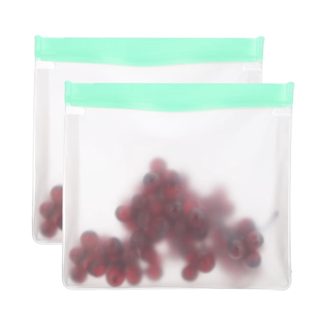 Uxcell Sac de Congélation Réutilisable 11"x2"x7.9", 2 Pcs Sacs de Stockage Alimentaire Étanches avec Fermeture Éclair pour Réfrigérateur Collation Légumes Fruits Glace pour une Fraîcheur Durable, Vert