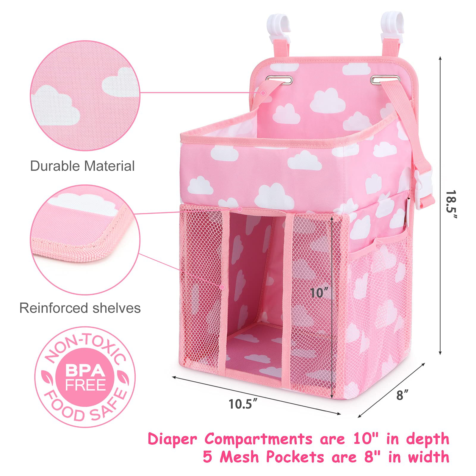 Hiccapop Nursery Organizer and Baby Diaper Caddy | Hanging Diaper Organization Storage for