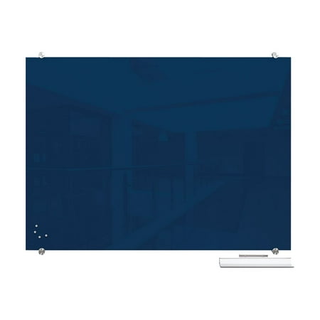 MooreCo Visionary Hierarchy - Whiteboard - wall mountable - 47.2 in x 35.4 in - tempered glass - magnetic - navy