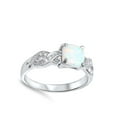 thumbnail image 4 of Women's White Simulated Opal Infinity Knot Clear CZ Ring 925 Sterling Silver Female Size 10, 4 of 4