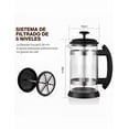thumbnail image 5 of Cafetera de Prensa Francesa Xtellar para Viaje y Camping, 1000ml Cafetera de Borosilicato Engrosado Resistente al Calor, color negro, 5 of 5