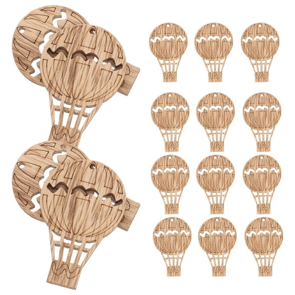 NICEXMAS Hot Air Balloon Centerpiece Light Brown 30Pcs 2X1.3In Wooden Slices
