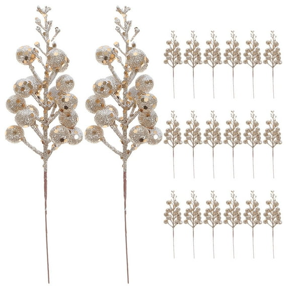 Luxshiny 20Pcs Christmas Tree Decorations Artificial Rose Gold Berry Stems for Elegant Festive Decoration