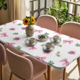 thumbnail image 3 of Valentine's Day Table Cloths for 3 Foot Rectangle Tables, Spring Roses Romantic Pink Bows Leaves Patio Waterproof Elastic Fitted Tablecloths, Washable Rectangular Table Cover for Camping, 3 of 8