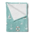 thumbnail image 2 of Anchor Soft Flannel Fleece Throw Blanket, Nautical Arrangement with Seagull Helm and Life Sailing Doodle, Cozy Plush for Indoor and Outdoor Use, 60" x 80", Seafoam Salmon and White, by Ambesonne, 2 of 5