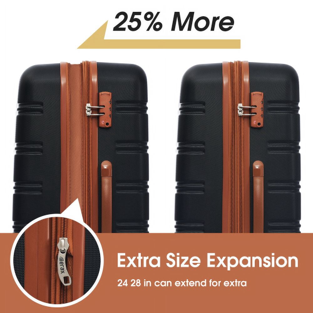 3 Piece Traveling Hardside Value Luggage Set, 24" Checked Luggage, 20" Carry-on Luggage and 16" Duffel, Black