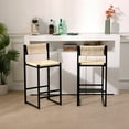 thumbnail image 3 of Set of 2 Hand Weave Bar Stool Set Natural Paper Rope Woven Seat Counter Height Chairs Farmhouse Style Furniture for Home & Office Dining Room, 3 of 14