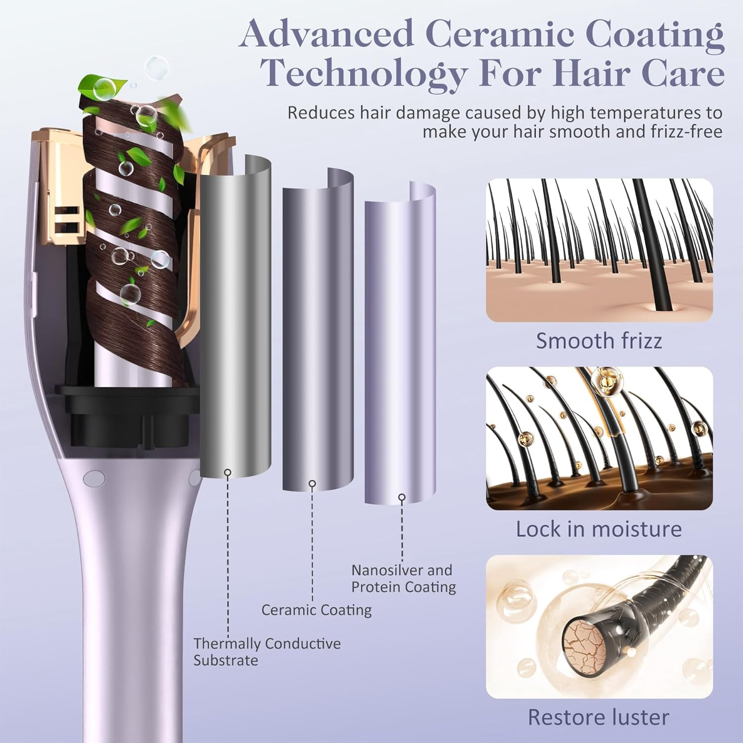 Automatic Hair Curler with Anti-Scald & Anti-Tangle Technology, 1" Rotating Ceramic Barrel with 4 Heat Settings, One-Touch Smart Curling Iron for Beginners