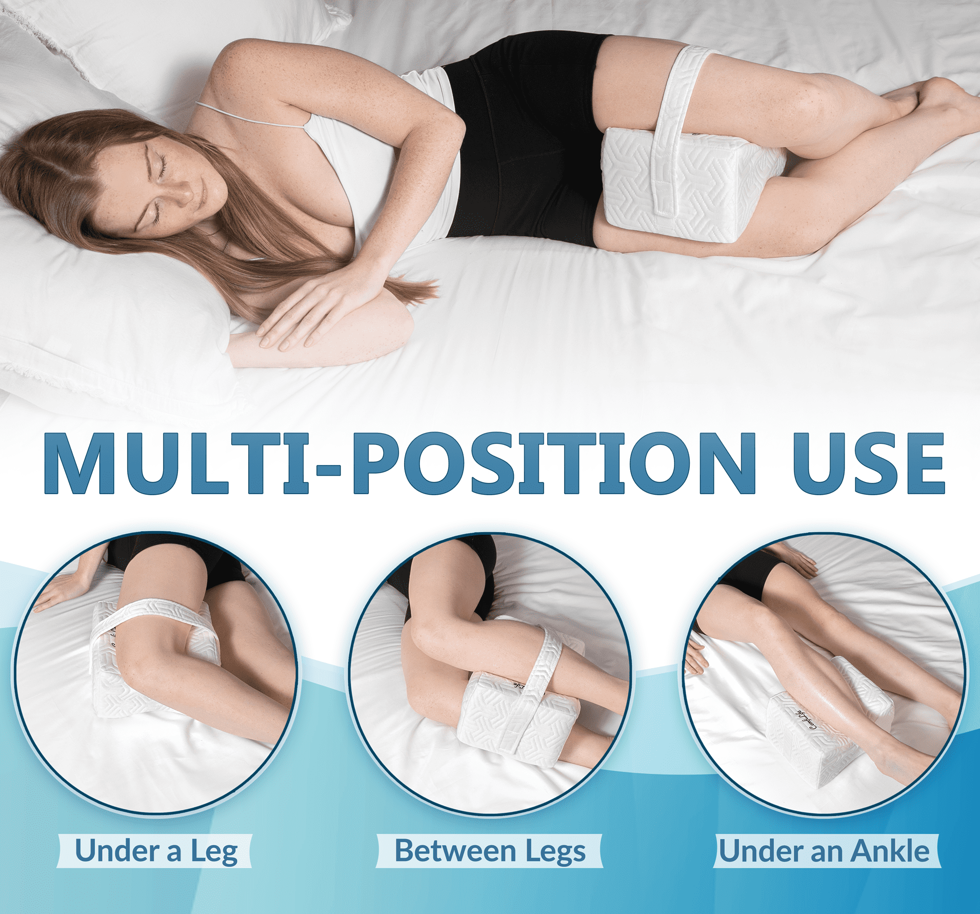 ComfiLife Breathable Orthopedic High Density Memory Foam Knee Pillow with Cooling Fabric for Side Sleepers