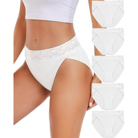 Womens Underwear Cotton Bikini Panties High Cut Lace Panty Stretch Hipster Underpants Ladies Briefs S-XXL