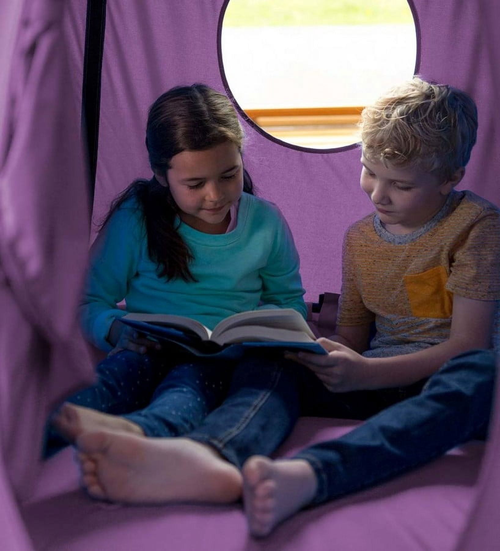 HearthSong HugglePod HangOut Nylon Hanging Tent and Family HangOut Steel Stand Set, Purple