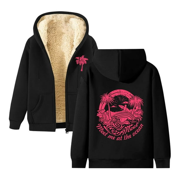 WILLBEST Sudadera con Capucha para Mujer, Estilo Otoño/Invierno, con Estampado Cómodo y Cremallera Gruesa Grande