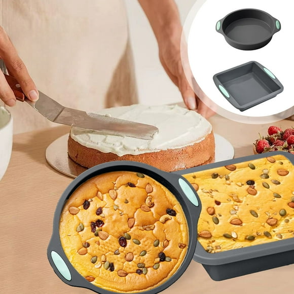 Sentmoon Silica Gel Baking Molds, Non-stick Cake, Bread, and Dessert Baking Pans Available in and Round Shapes with Double Handles for Easy Gripping and Silicone Material