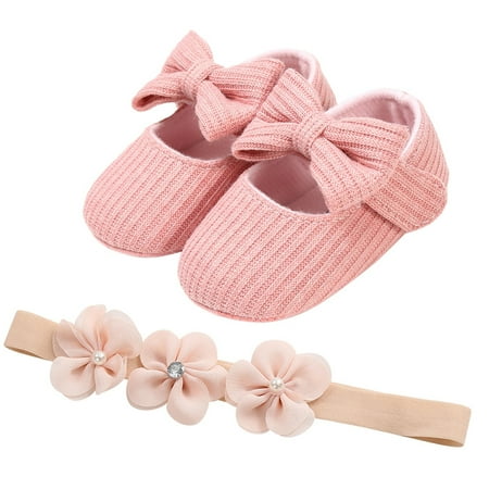 

Yinguo Toddler Baby Girls Prewalker Flower Bowknot Princess Shoes+Headband Set Pink 12