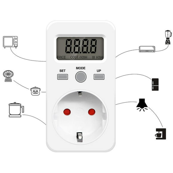 Medidor de Coste de Energía Medidor de Potencia Medidor de Potencia Toma de Corriente 230v 16a