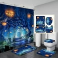 thumbnail image 2 of Creativite Ensembles d'Halloween 4 Pcs d'Ornements de Salle de Bain Fête Décoration Maison Rideau de Douche, 2 of 9