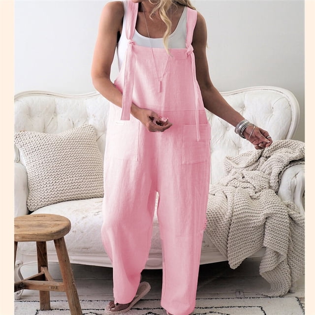 Gupgi Combinaison Ample Sans Manches à Bretelles pour Femmes, Combinaison Vintage à Jambes Larges