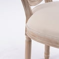 thumbnail image 2 of French Country Dining Chairs Set of 2 - Cream Linen Upholstered Side Chairs with Rattan Back & Solid Wood Frame, Vintage Distressed Finish - 37.8" Kitchen, Dining Room Accent Chairs, 2 of 9